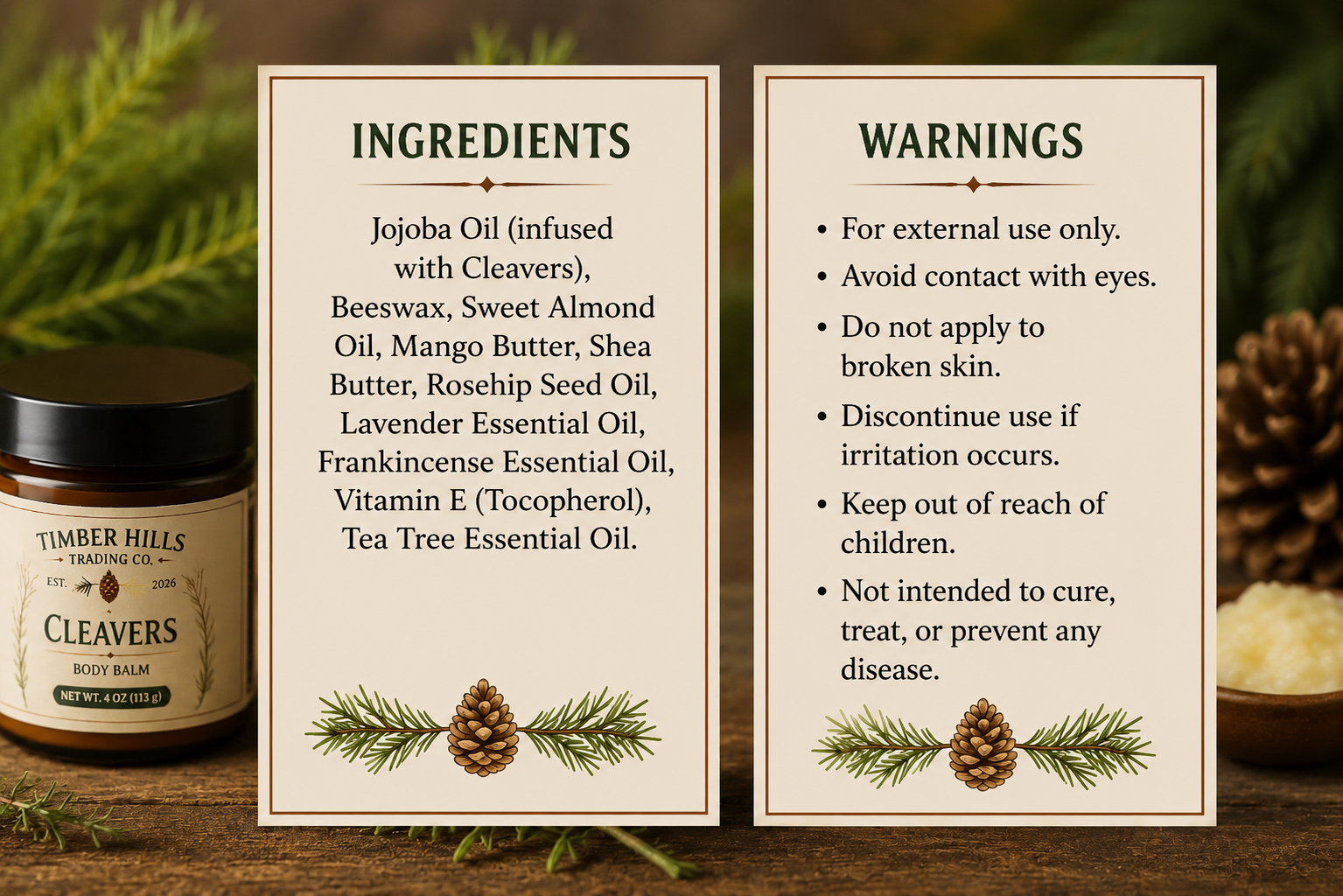 Cleavers Body Balm 4 oz